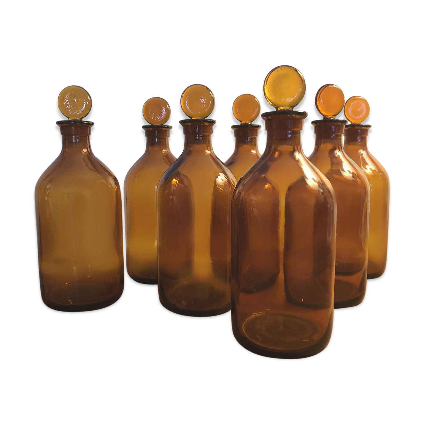 Set of 7 old bottles