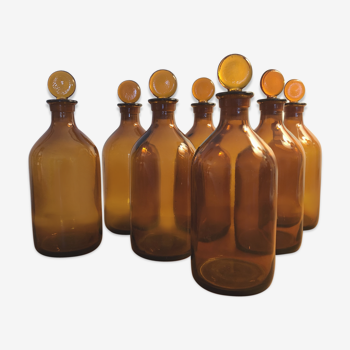 Set of 7 old bottles