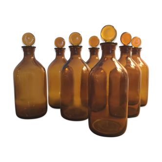 Set of 7 old bottles