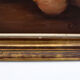 Vintage oil painting on canvas and gold gilded wood frame, still life