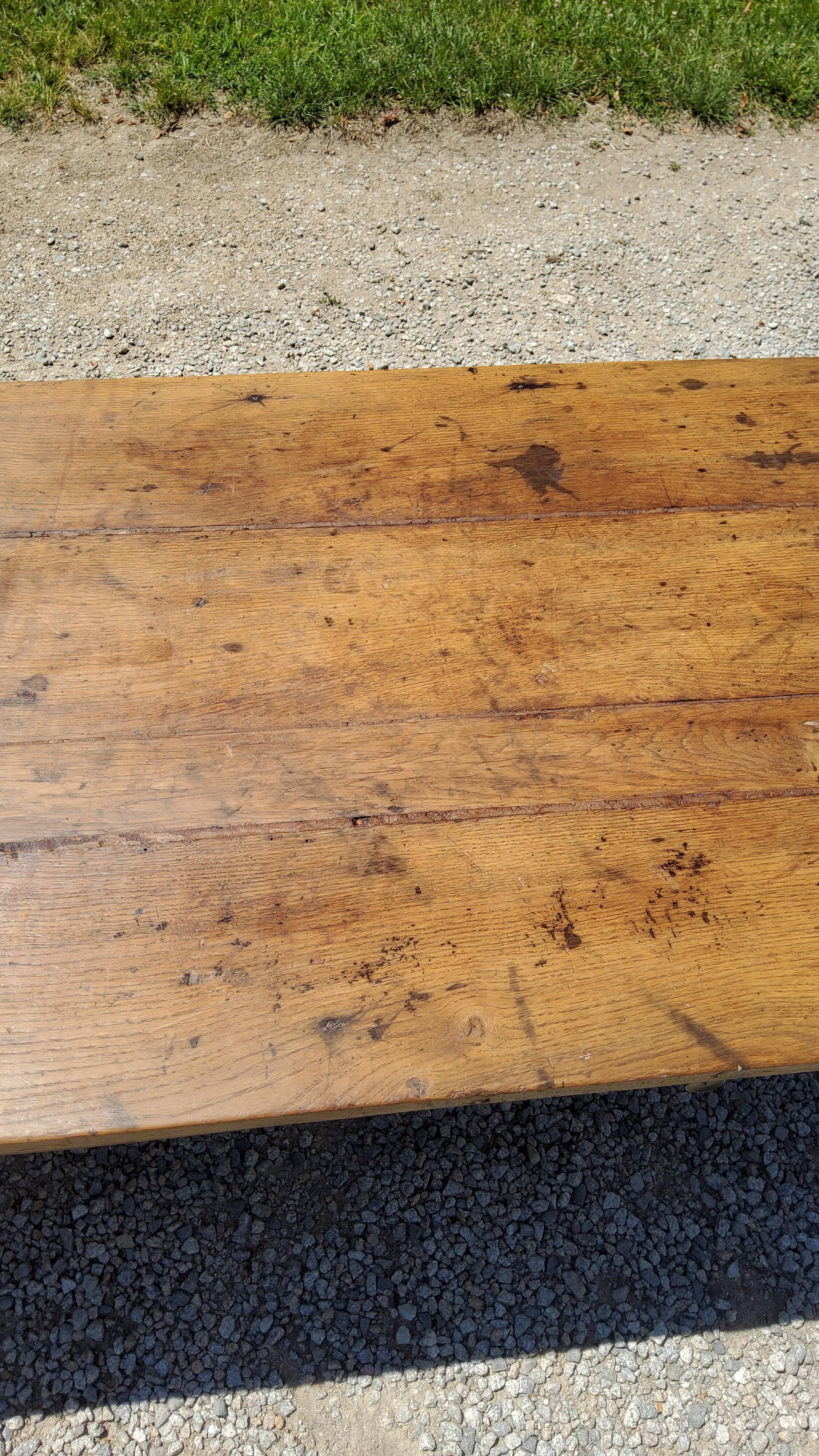 Oak farmhouse coffee table nineteenth century 160cm 2 drawers