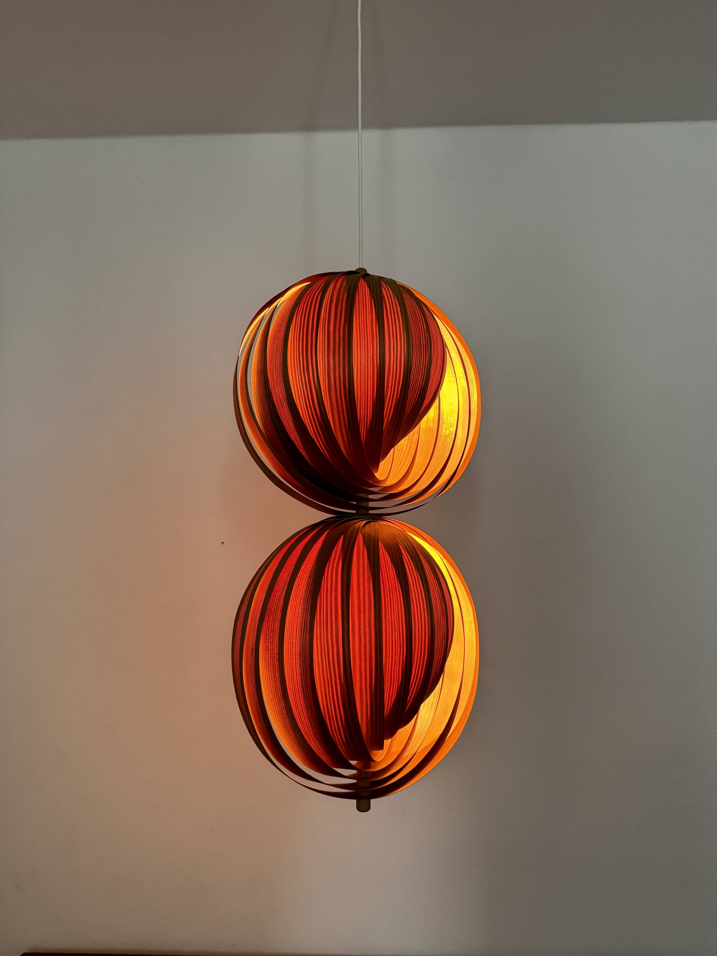 Wooden Double Moon Pendant Lamp