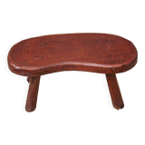Vintage french hand turned solid oak 4 legged kidney shaped childs stool 3772