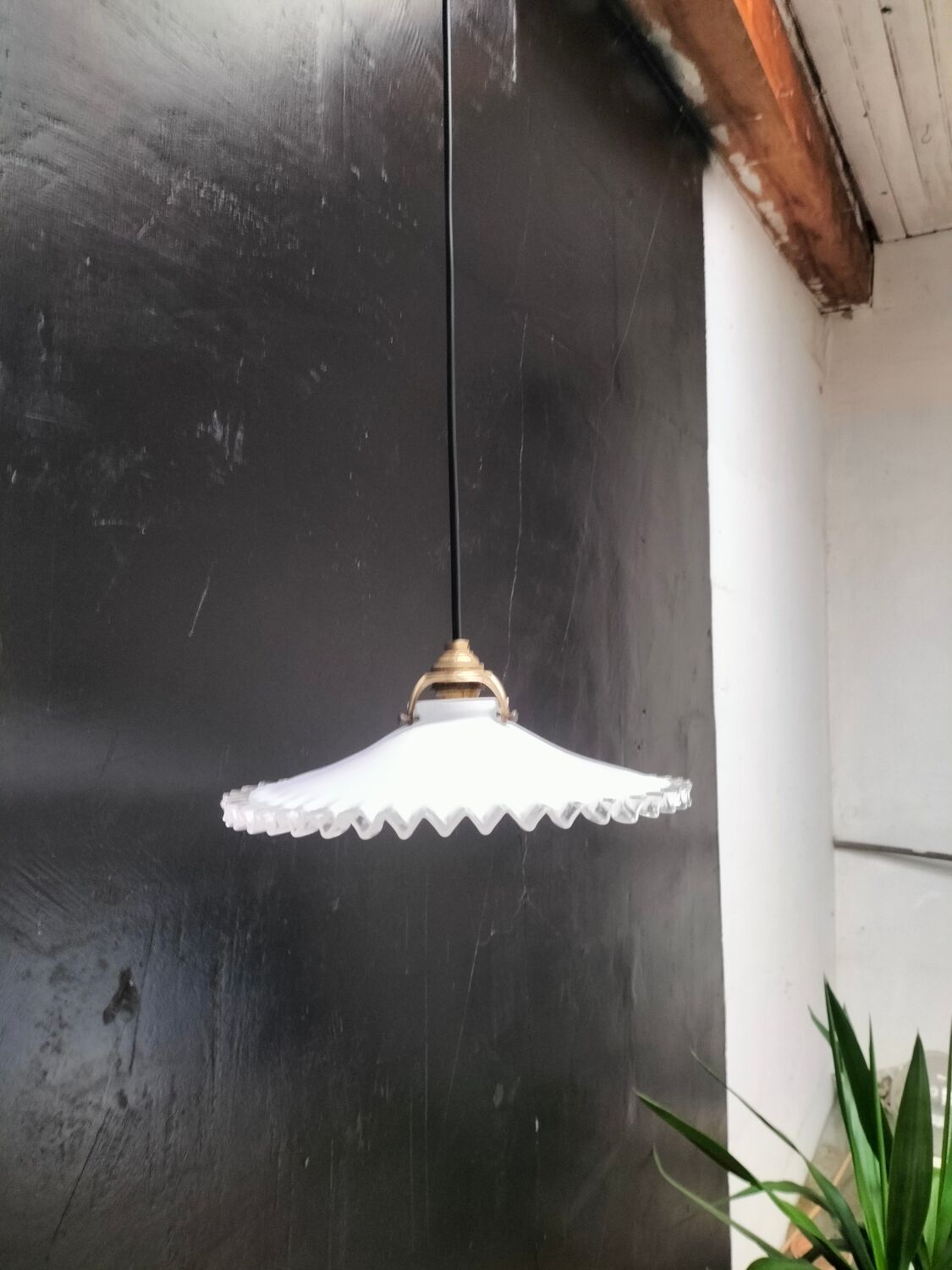 Opaline glass pendant light