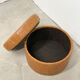 Brown leather patchwork storage pouffe