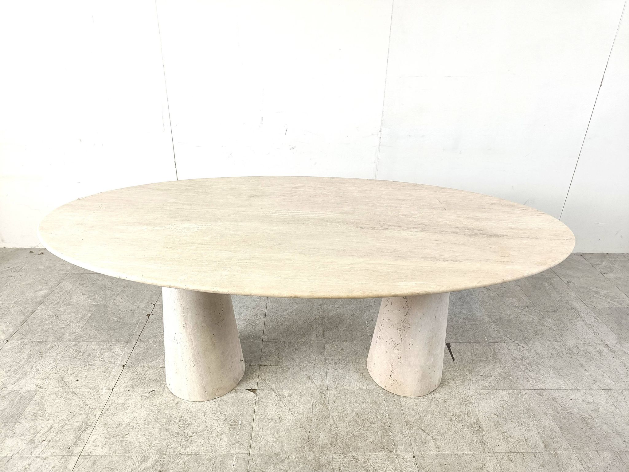 Vintage oval travertine dining table, 1970s