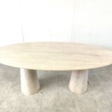 Vintage oval travertine dining table, 1970s