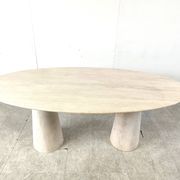 Vintage oval travertine dining table, 1970s