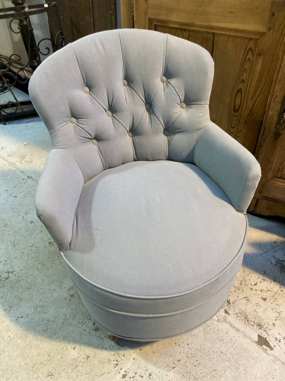 Fauteuil crapaud - bleu gris