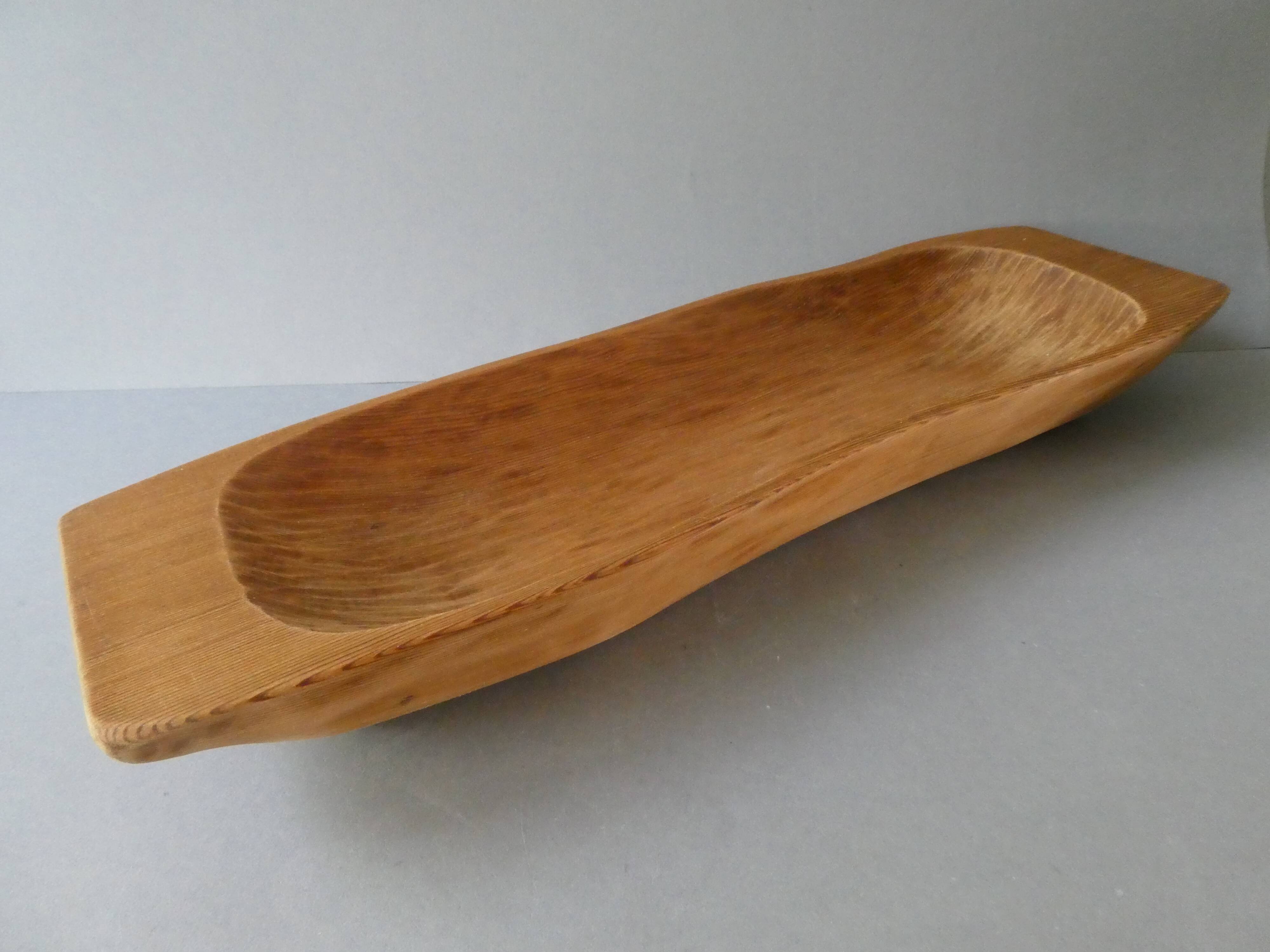 Large solid wood bowl, hand carved