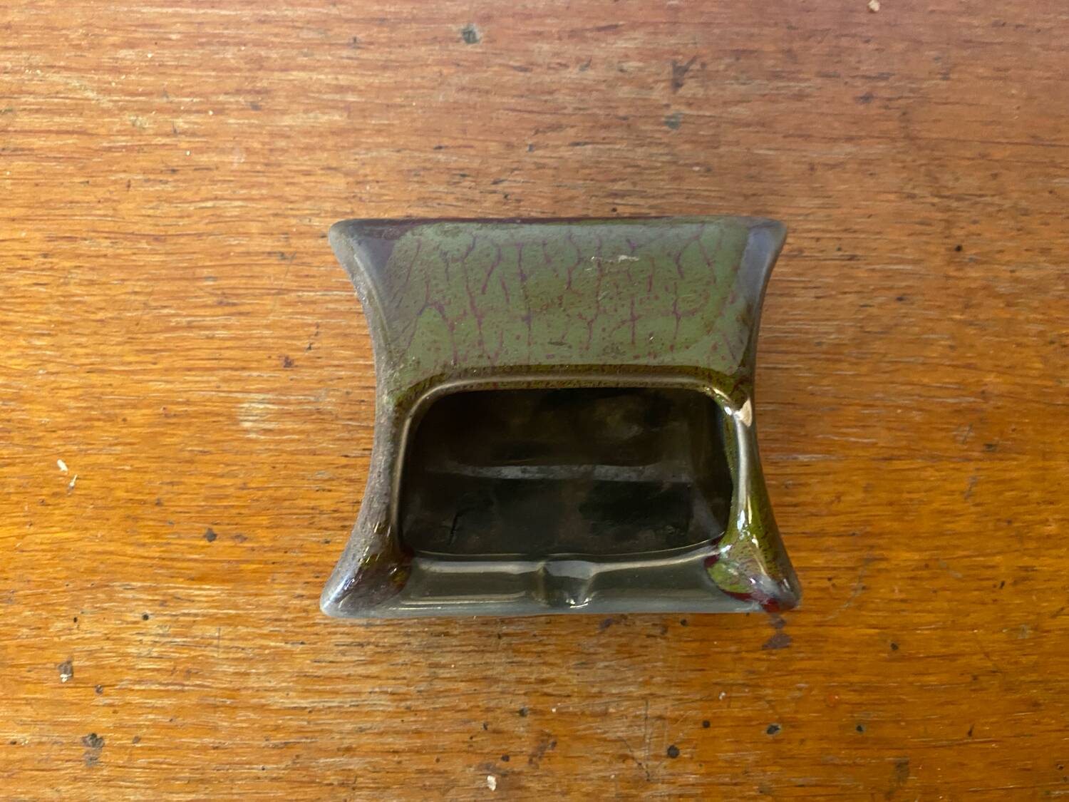 Antique Ashtray MARISA Green Ceramic Made In Italy Vintage #C659