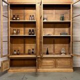 Showcase bookcase early XX th in solid oak