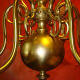 Dutch chandelier in solid bronze with 6 light arms, early 20th century.