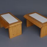 Tables de chevet en pin vintage, ensemble de 2