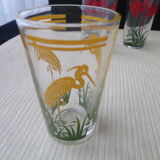 Set of 8 glasses screen-printed decorative cups