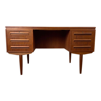 Vintage scandinavian double-sided teak desk by andreas pedersen, 60s