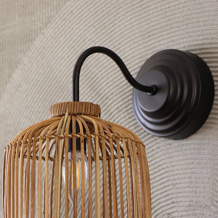 Applique Murale en Osier Naturel – Style Bohème, 20x27Cm