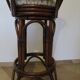 Set of 2 swivel bar stools / chairs - wood - cane - rattan - 80s