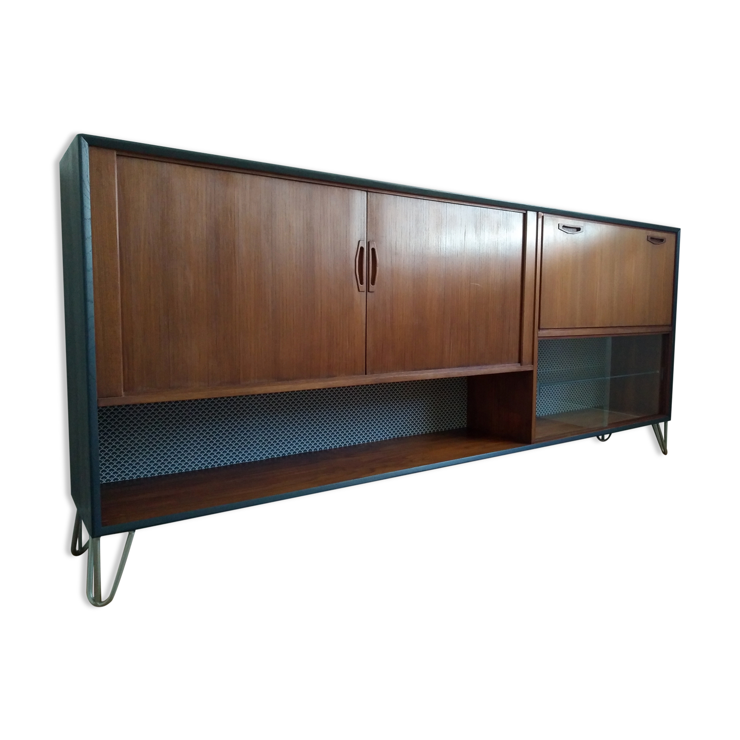 Samcom scandinavian sideboard in teak with hairpin legs