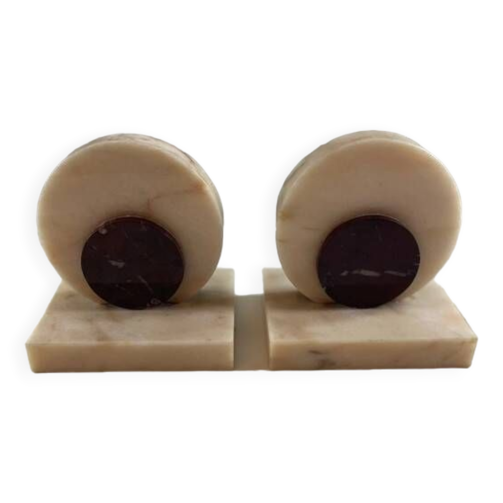 Paire de serre-livres art déco en marbre rose