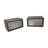 Pair of mirror and leather bedsides Ruf international, 60s/70s