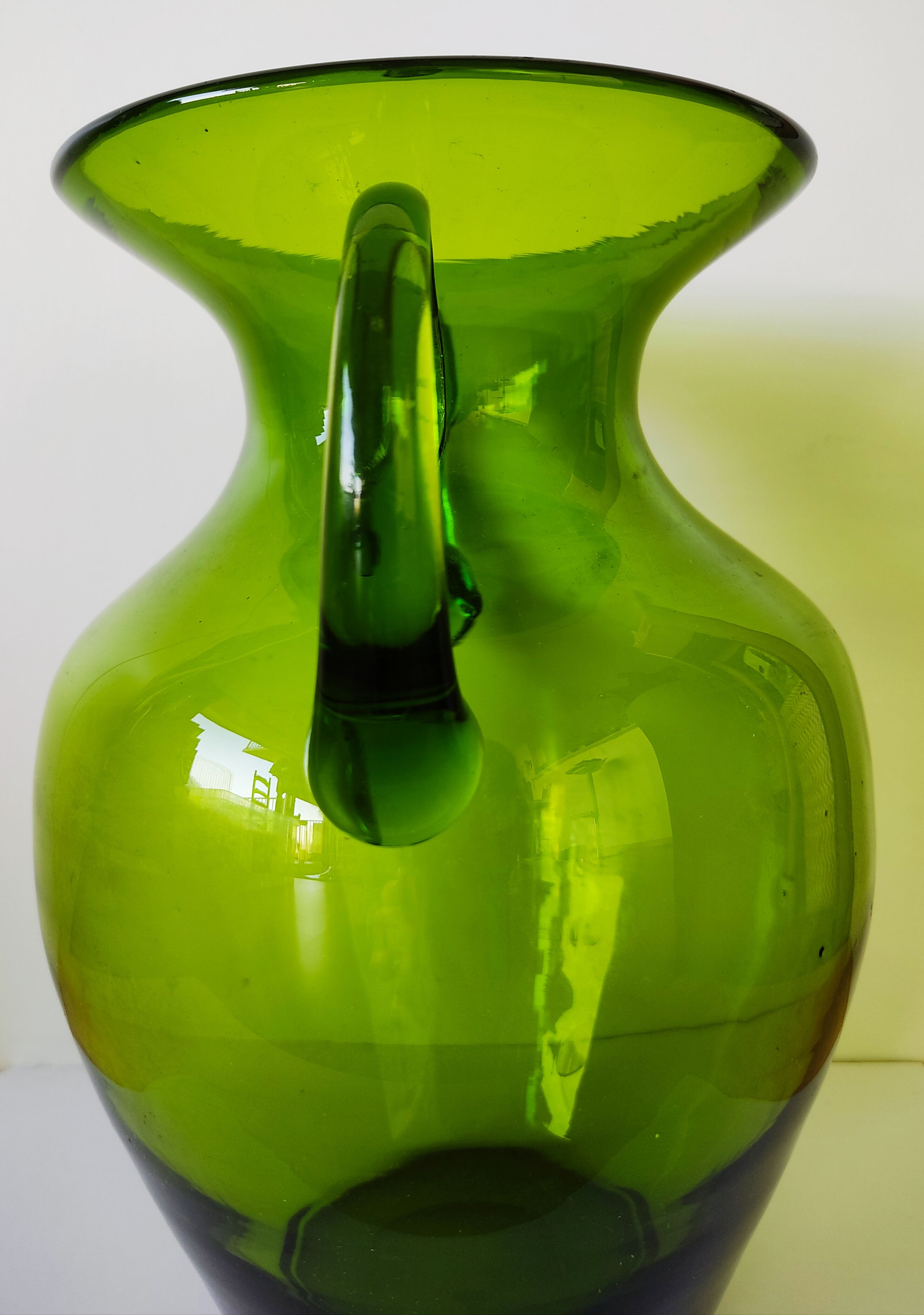 Green glass vase