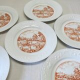 6 vintage white Augusty porcelain dinner plates in very good condition