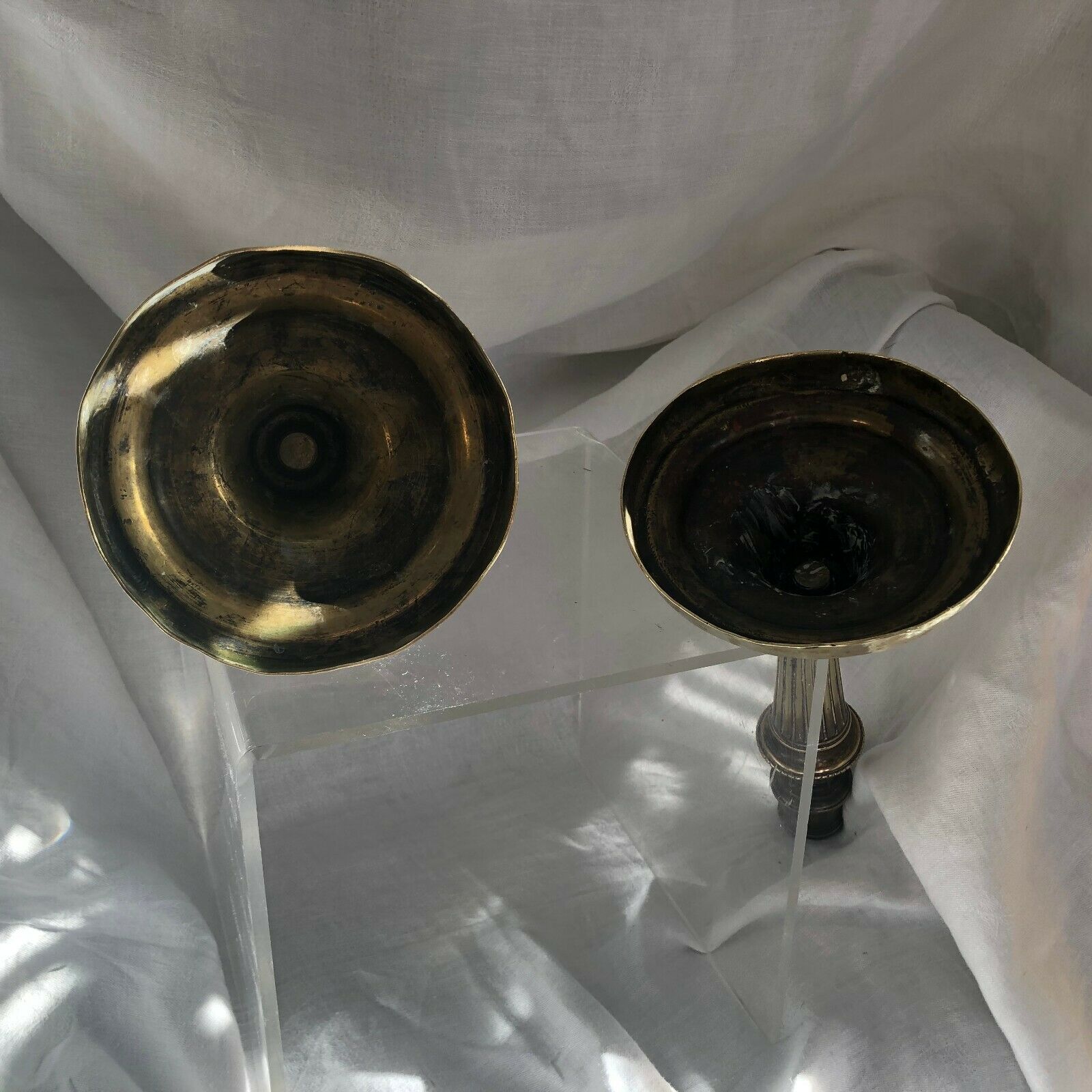 Pair of candlesticks in bronze and brass 18th century Louis XVI era