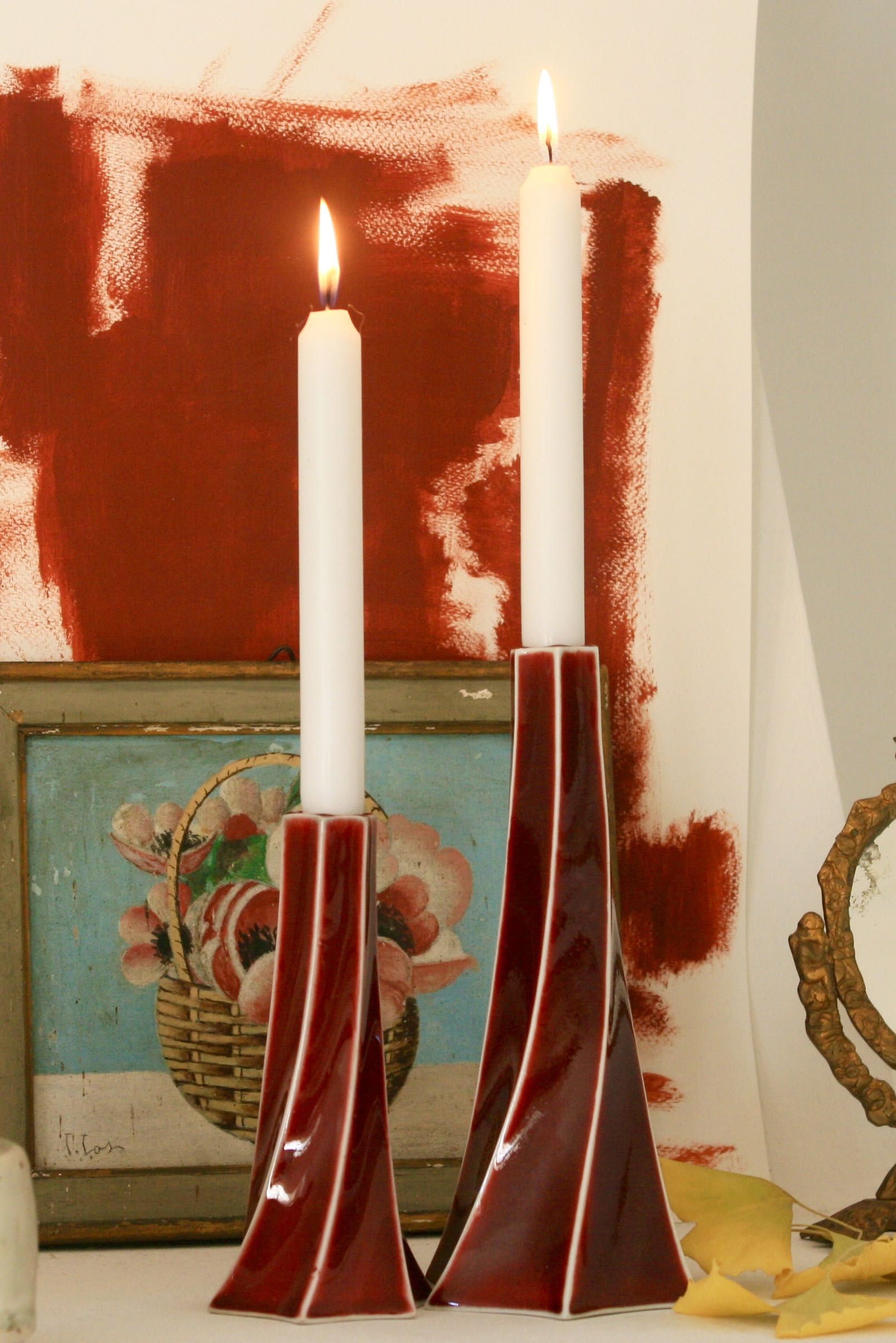 Set of 2 candlesticks design ceramic Spin Chinese porcelain of Jingdezhen