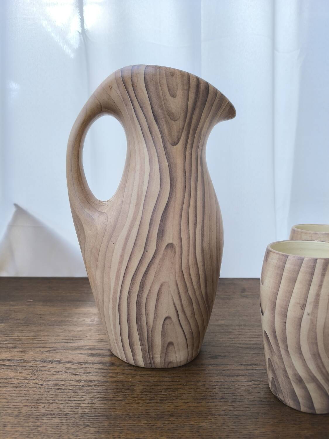 Ceramic pitcher and glasses by Grandjean Jourdan, Vallauris