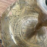 Brass hand candle holder with Egyptian decorations