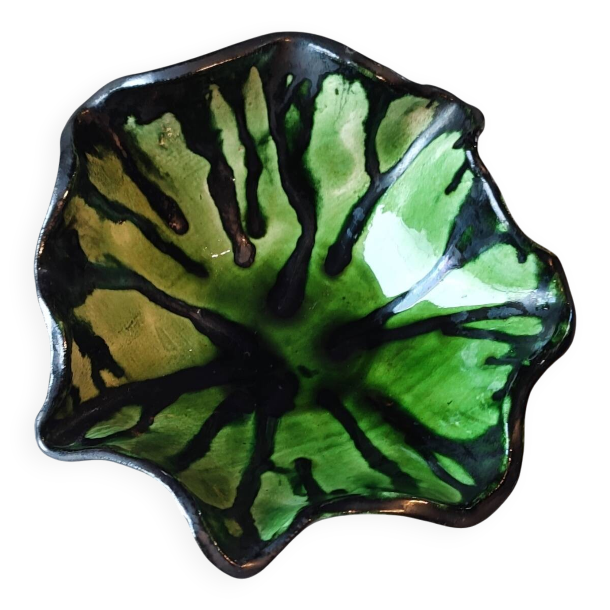 Vintage green ceramic bowl signed PL IV