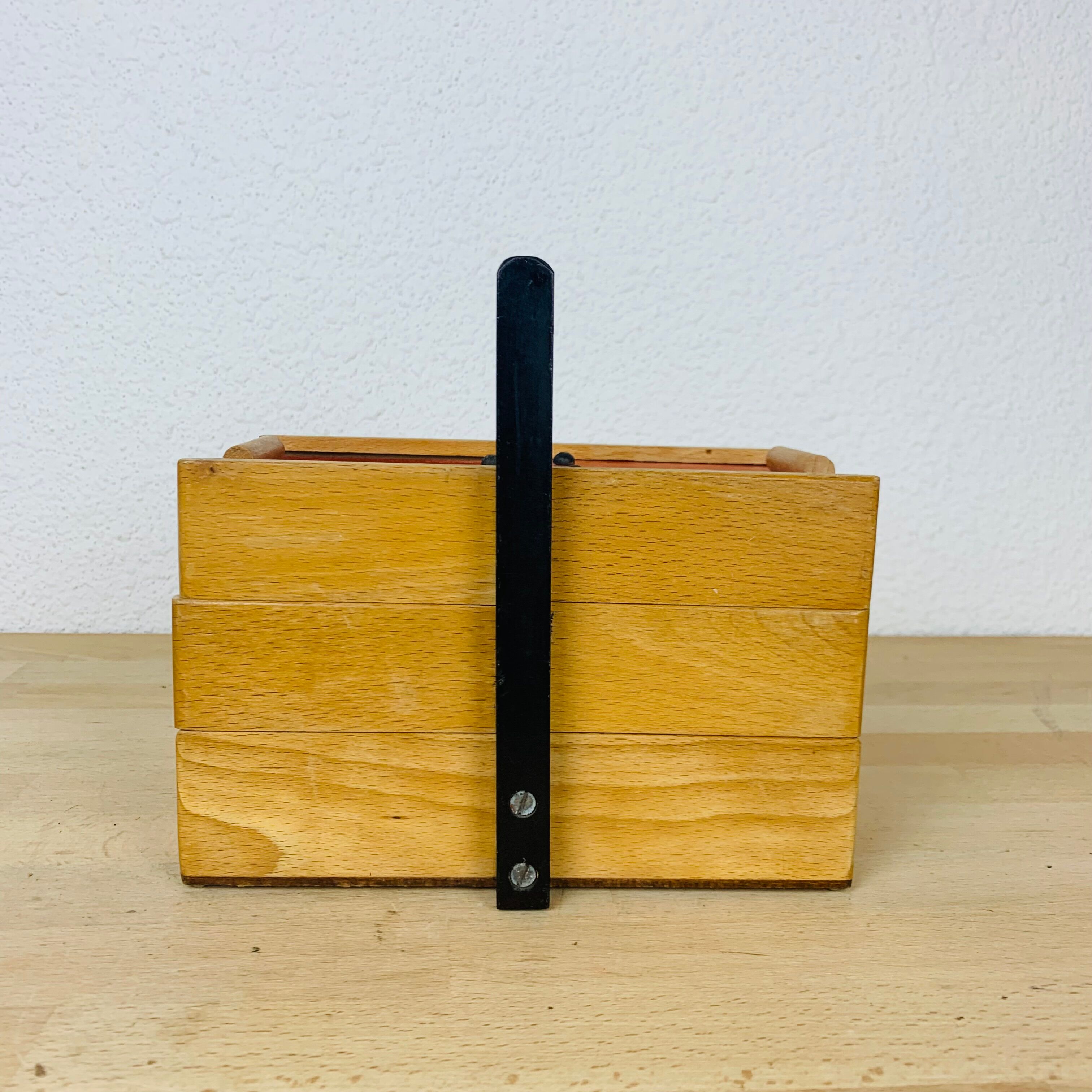 Red 50s wood worker, sewing box