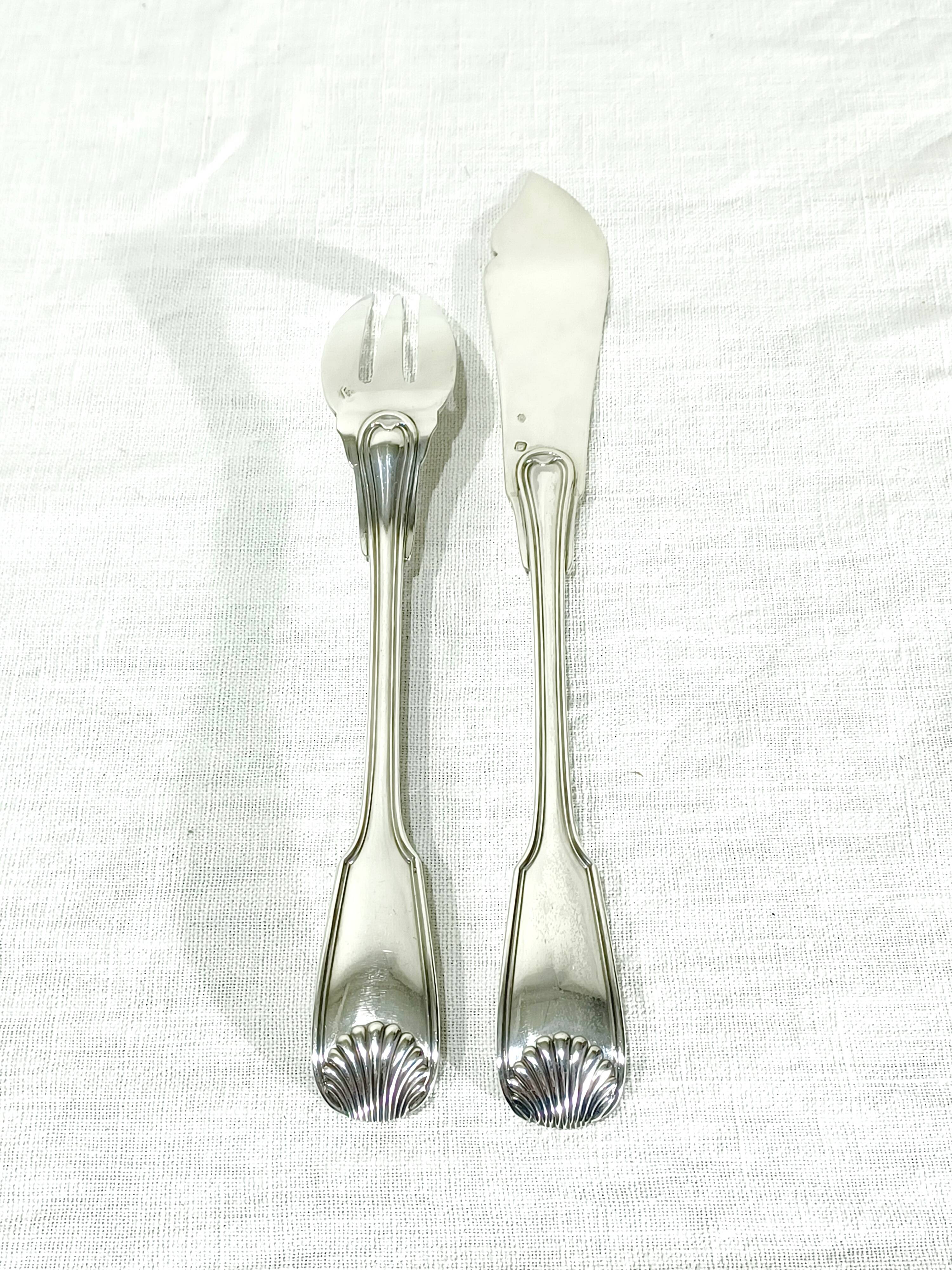 Emile Puiforcat – 12 solid silver fish cutlery sets