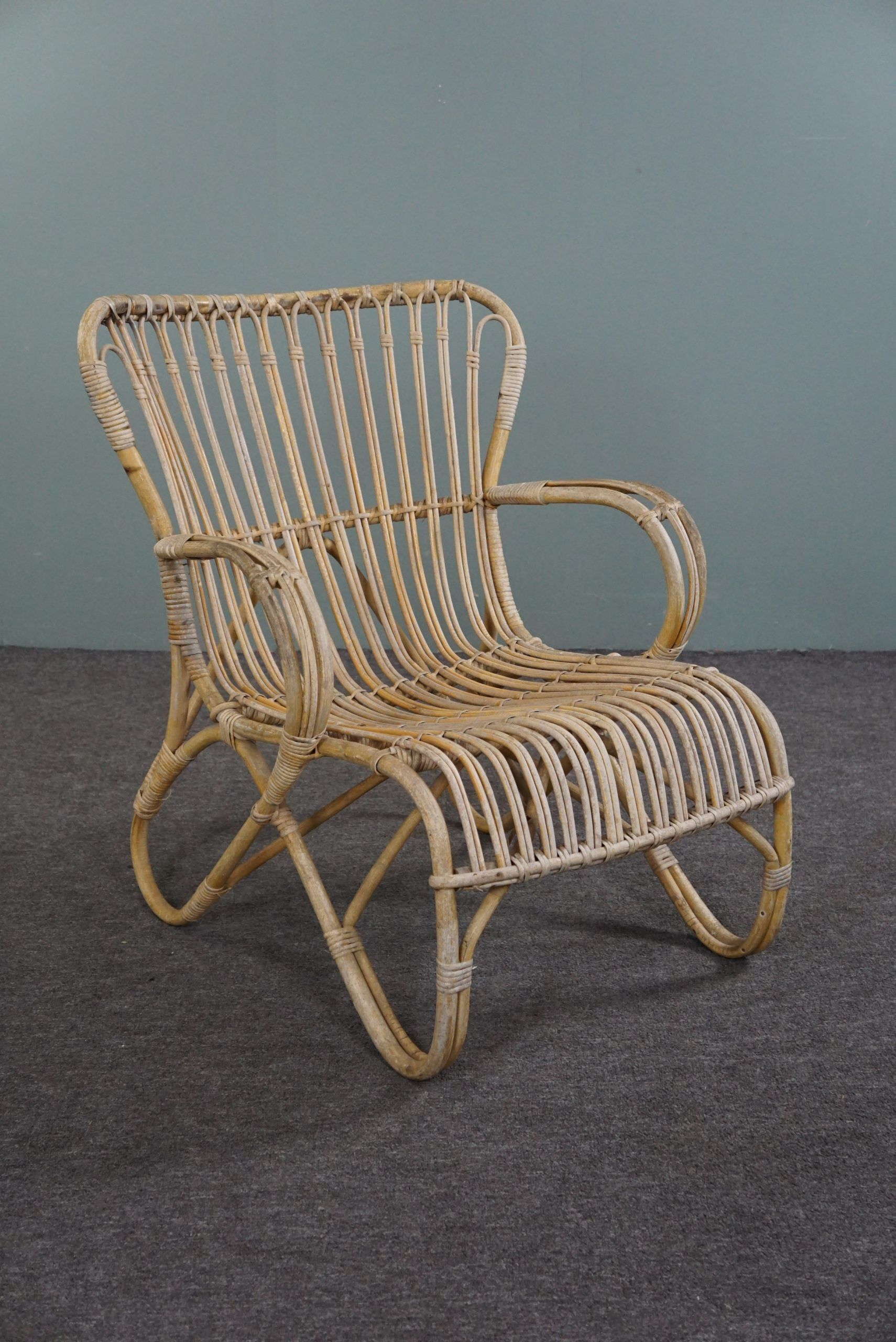 Fauteuil Belse 8 en rotin, design hollandais, 1950