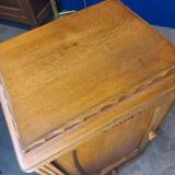 Art Deco serving trolley, cupboard on wheels in light wood.