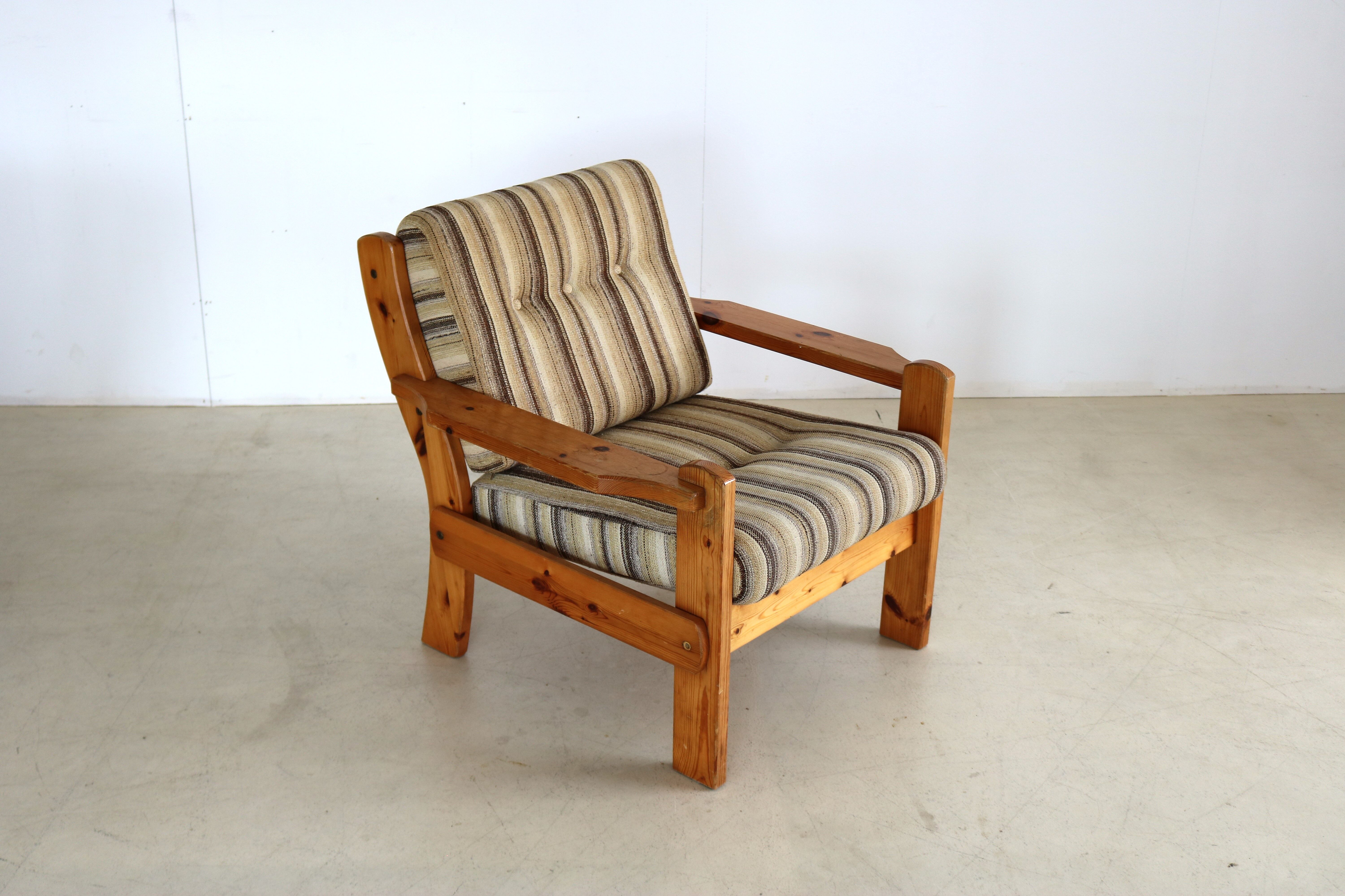Vintage armchairs brutalist pine, 60's