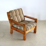 Vintage armchairs brutalist pine, 60's