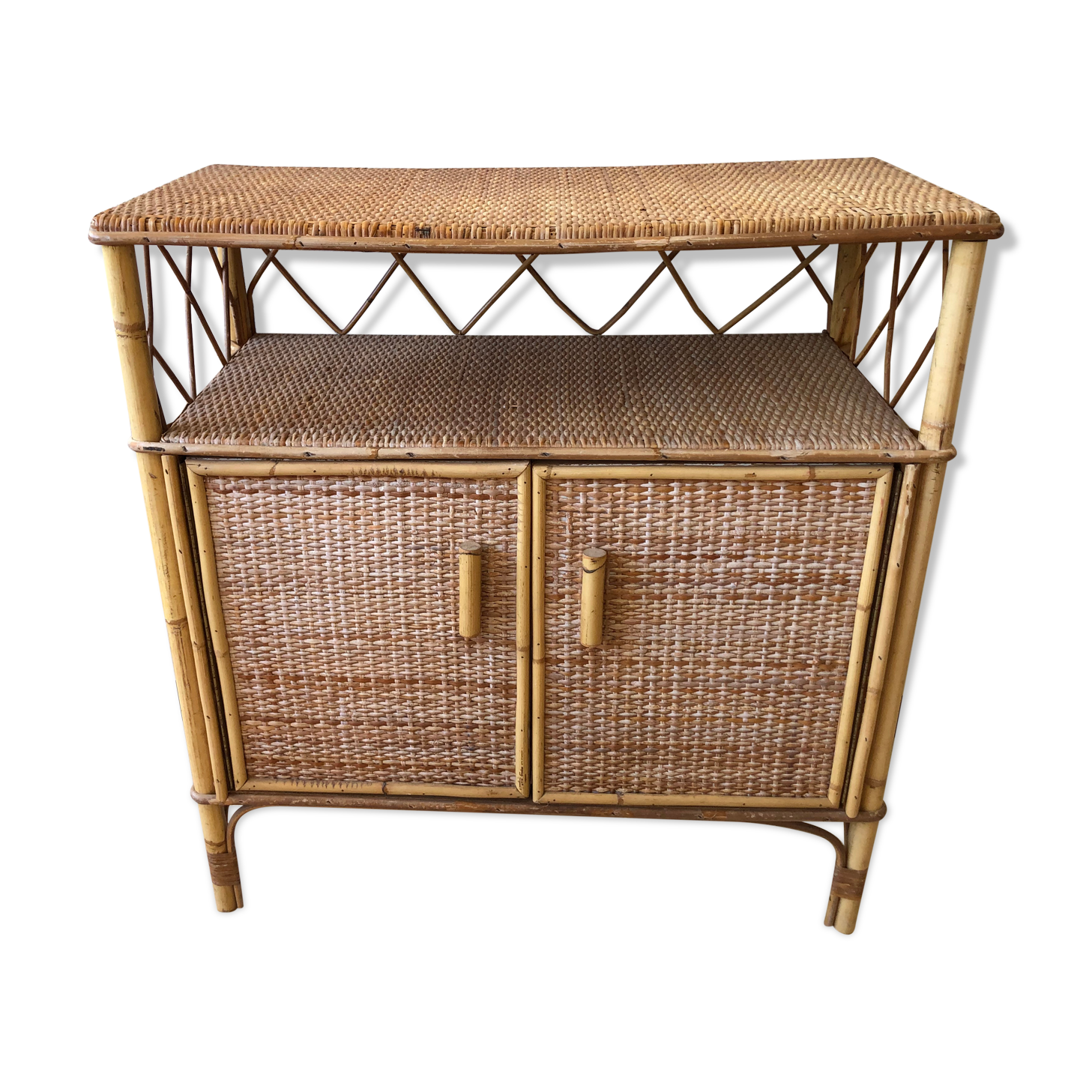 Buffet en rotin vintage