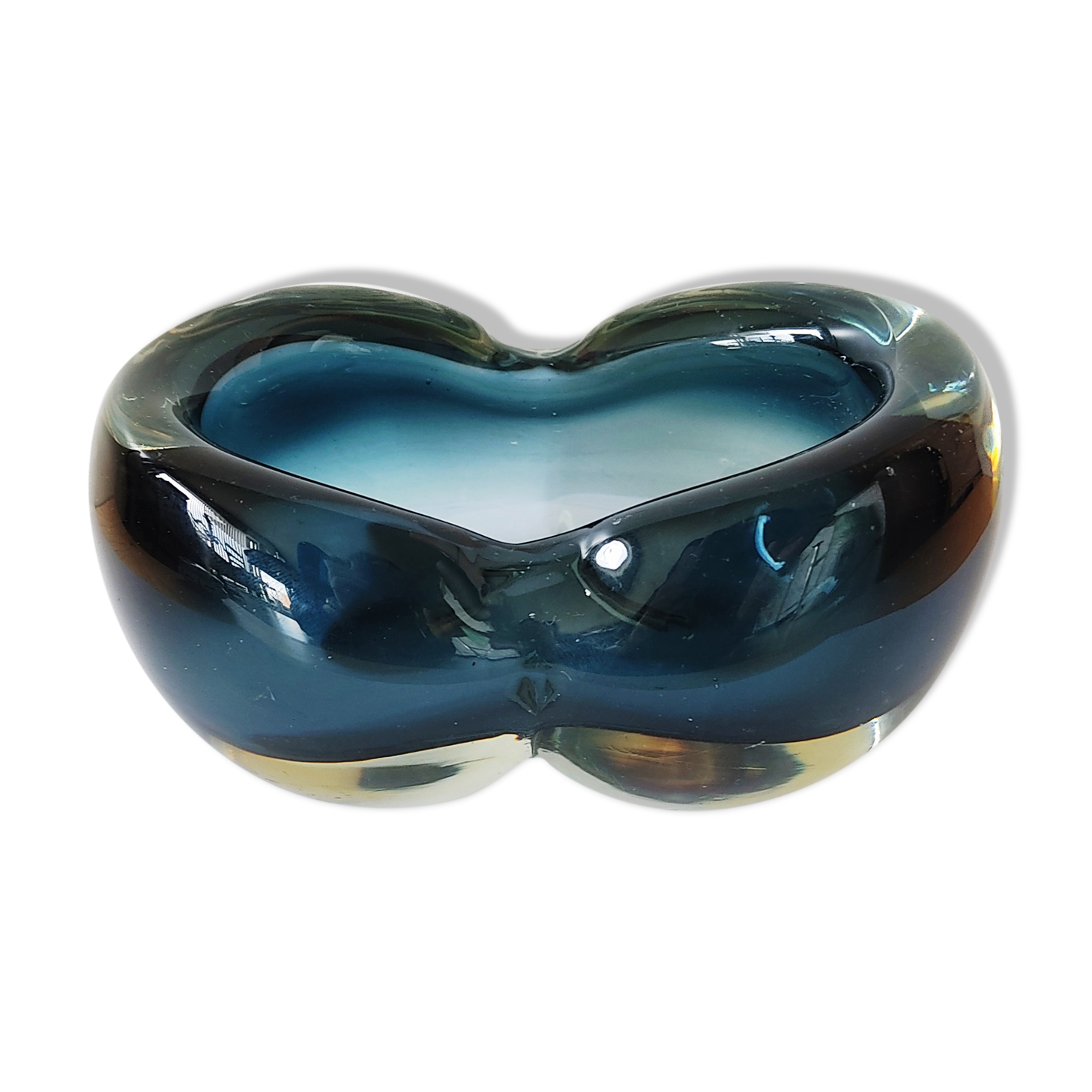Blue-grey glass trinket bowl