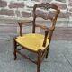 Fauteuil paillé rustique style  louis xv en chêne