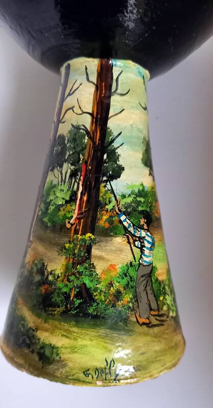 Pair of vintage Basque pottery – glazed ceramic – signed G. Defly