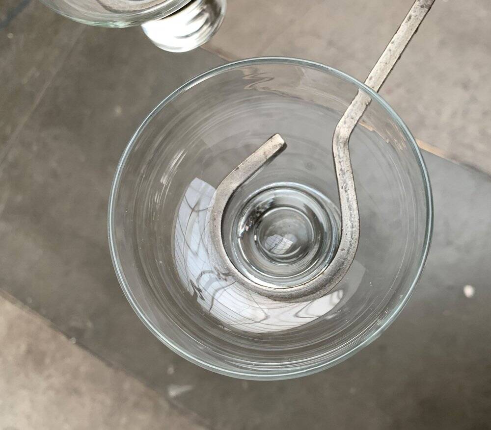 Mid-century metal and glass candle holder suspension from Denmark, 1960s.