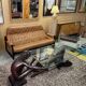 Table basse en bronze avec sculpture figurative et plateau en verre par C. Conndray