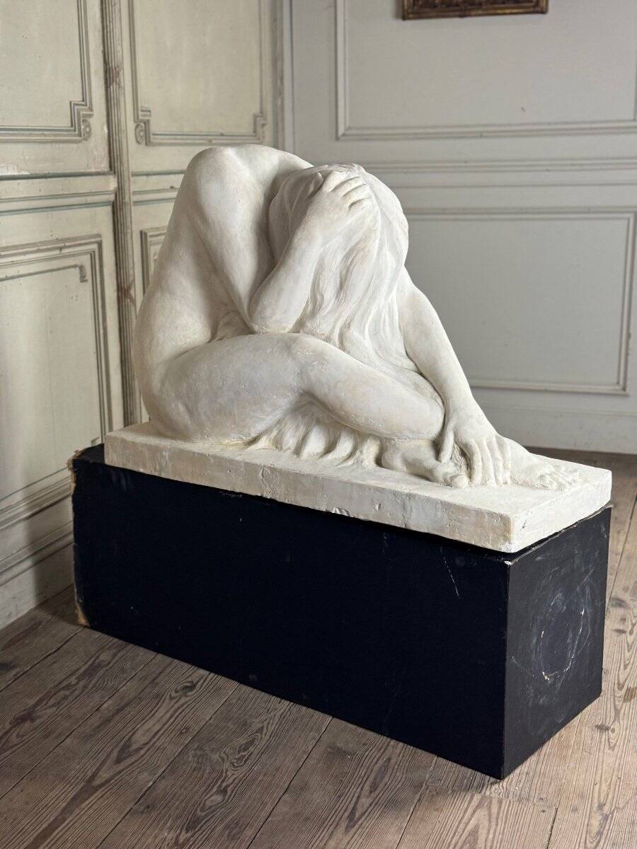 Large Workshop Plaster, Young Nude Woman, Signature on the Base