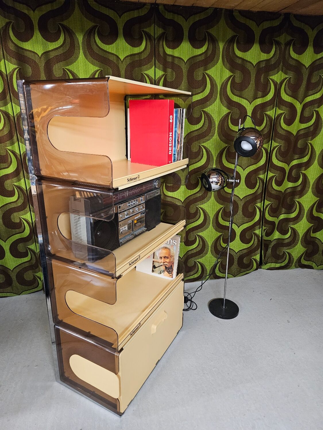 "Space-Age smoked plexiglass library set 1970"