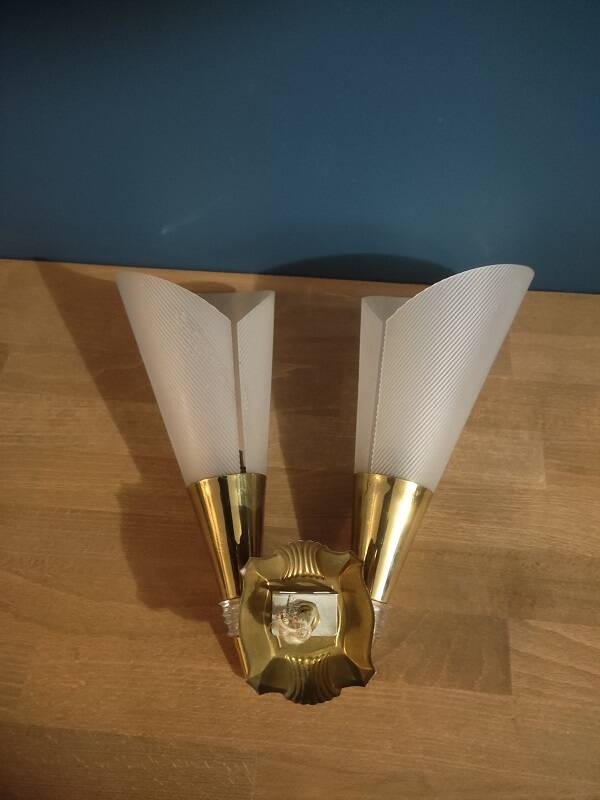 Wall lamp lampshade art deco type brass support old tulip dp 0322105
