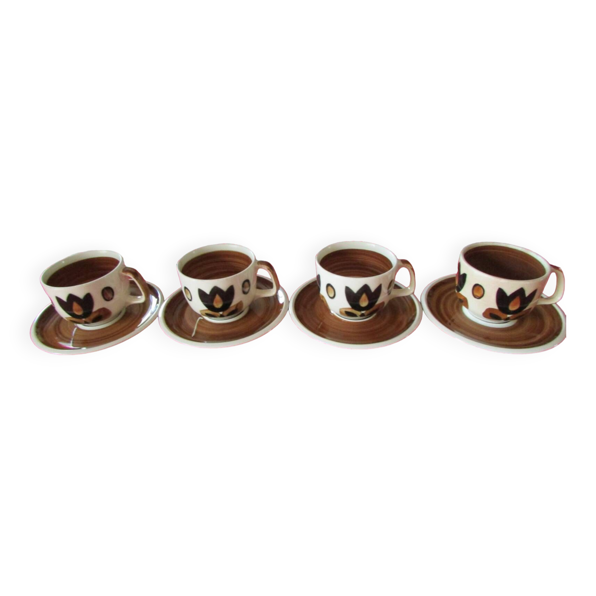 Kimono coffee service signed Boch. Vintage and trendy