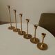 Set of 6 Scandinavian brass candle holders from the 1960s.