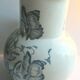 Art Nouveau toilet broc, blue-grey Iris décor, signed Longchamp